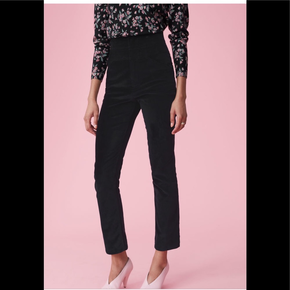 Rebecca Taylor Blk Velveteen High Waist Pant Sz0⚡️